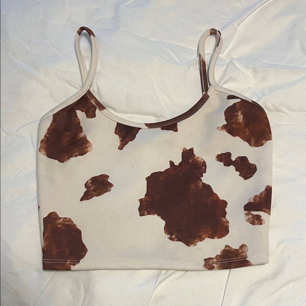 Brown and Cream Women's Crop Top